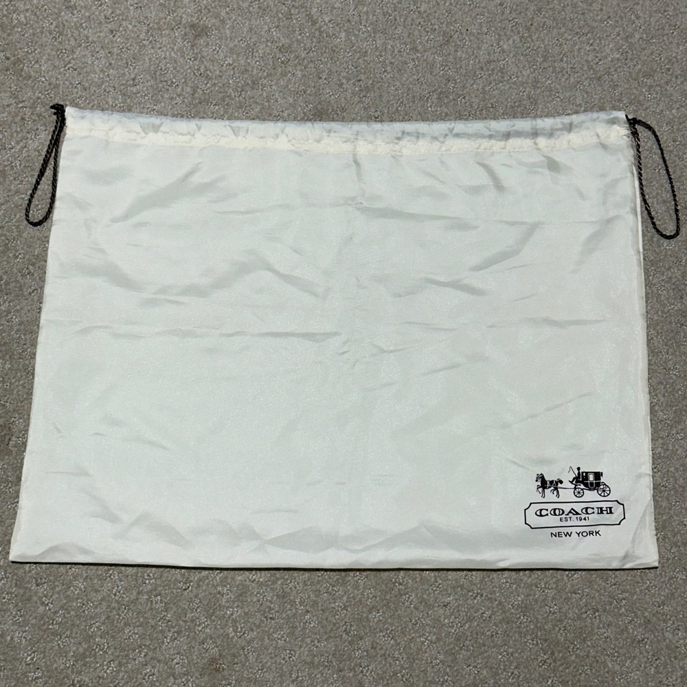 Coach White Drawstring Dust Bag Horse and Carriage Logo 19x16 Handbag Cover